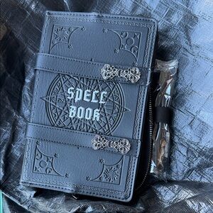 Black Spell Book crossbody with Silver Accents